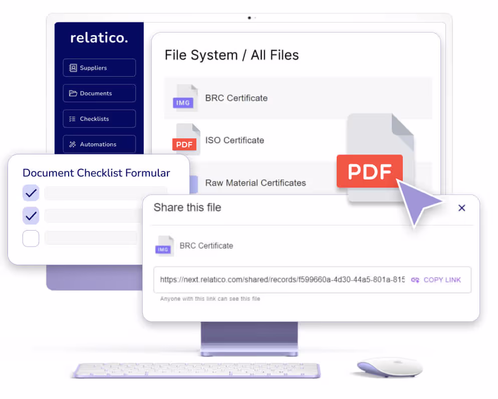Beispiel für die Funktionen der Lieferketten-Dokumentation von relatico. Relatico ist eine Lieferantenmanagement Software. Diese Software kann für LKSG, CSDDD und mehr verwendet werden.